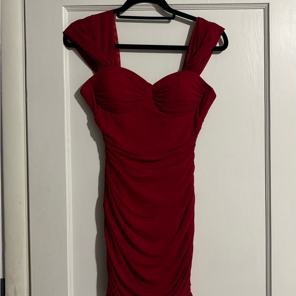 Windsor Red Ruched Sweetheart Mini Dress
